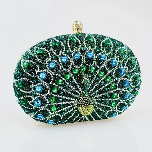 NWOT - Elegant Peacock Embellished Evening Bags For Women, Vintage Style Handbag - Picture 1 of 6